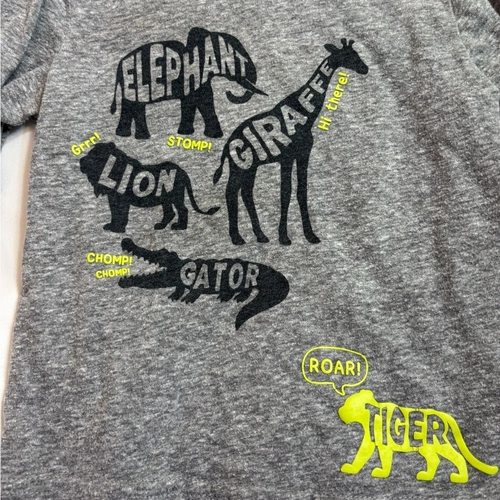 Carters 18 months long sleeve shirt gray with zoo animals, giraffe, elephant etc